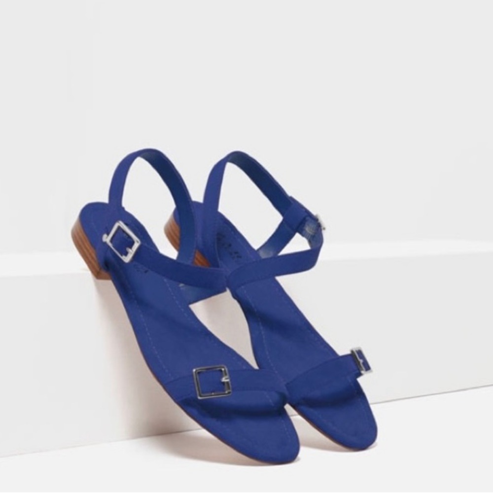 ZARA BLUE SUEDE SANDALS BRAND US 9 EUR 40